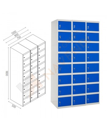 Taquillas metálica de ocho puertas de 50 x 180 cm cada módulo