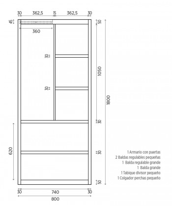 Armario metálico modular con cajones para oficina