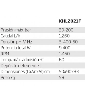 Hidrolimpiadora industrial trifásica de agua fría a 1260 Bar 900 litros/hora
