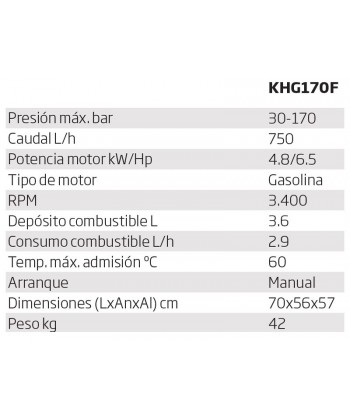 Hidrolimpiadora de gasolina y agua fría a 170 Bar y 750 litros/hora