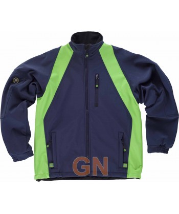 Cazadora softshell combinada marino/verde fluor