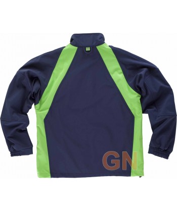 Cazadora softshell combinada marinos/verde fluor