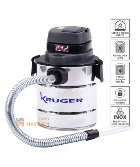 Aspirador especial para hollín y cenizas de 1.200W y 180 m³ lit/hr