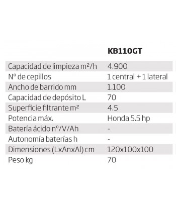 Barredora a gasolina con 1.100 mm de anchura de barrido