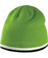 Gorro tricolor acrílico de punto verde lima/blanco/negro