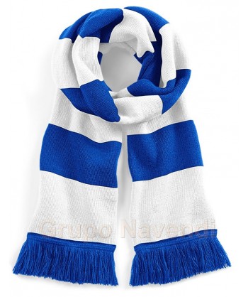 Bufanda deportiva bicolor  royal y blanco