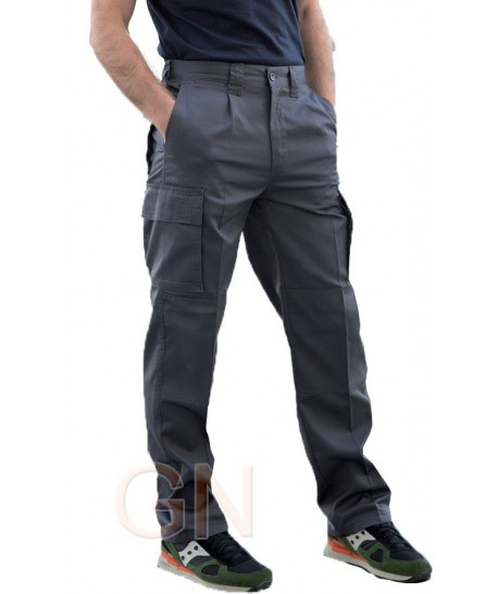 Pantalón multibolsillos con refuerzos gris