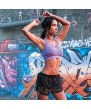 Top ajustado de mujer, bicolor con relleno para deporte