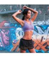 Top ajustado de mujer, bicolor con relleno para deporte