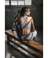 Top ajustado de mujer, bicolor con relleno para deporte