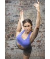 Top ajustado de mujer, bicolor con relleno para deporte