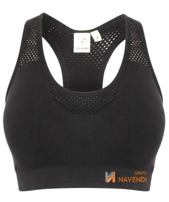 Top ajustado de mujer, bicolor con relleno para deporte