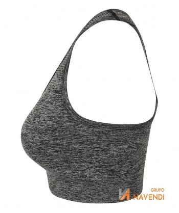 Top ajustado de mujer, bicolor con relleno para deporte