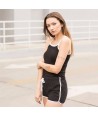 Bermuda short de algodón con cintura elástica sin bolsillos para mujer color  negro