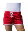 Bermuda short de algodón con cintura elástica sin bolsillos para mujer color  rojo