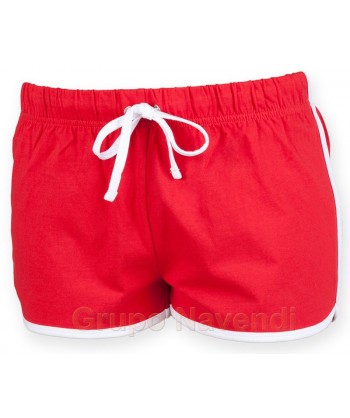 Bermuda short de algodón con cintura elástica sin bolsillos para niños color rojo