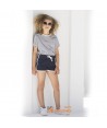 Bermuda short de algodón con cintura elástica sin bolsillos para niños color negro
