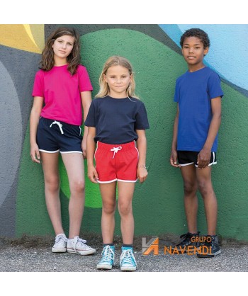 Bermuda short de algodón con cintura elástica sin bolsillos para niños colores