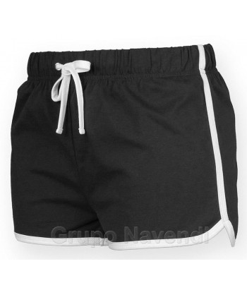 Bermuda short de algodón con cintura elástica sin bolsillos para niños color negro