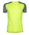 Camiseta bicolor de manga corta y cuello redondo para hombre amarillo alta visibilidad/gris