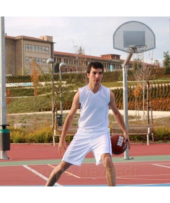 Short bicolor deportivo sin bolsillos para adulto color blanco y royal