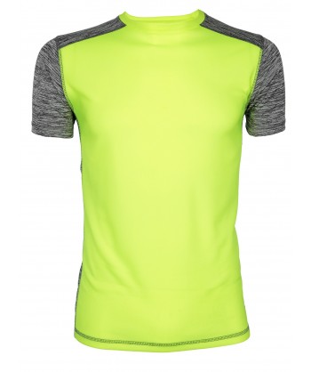 Camiseta técnica bicolor de manga corta de mujer amarillo flúor/gris