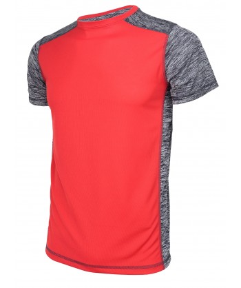 Camiseta técnica  bicolor de manga corta y cuello redondo para mujer color rojo/gris