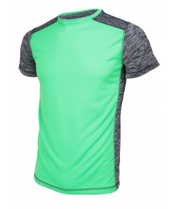 Camiseta técnica  bicolor de manga corta y cuello redondo para mujer color verde flúor/gris