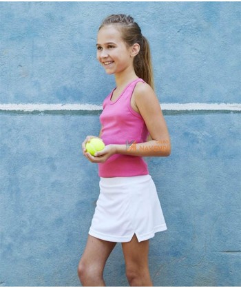 Falda pantalón de niña con bolsillos para actividades deportivas, color blanco