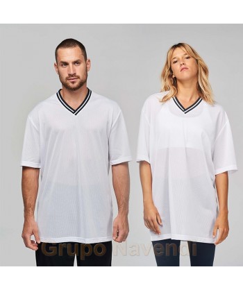 Camiseta técnica de manga corta y cuello pico unisex