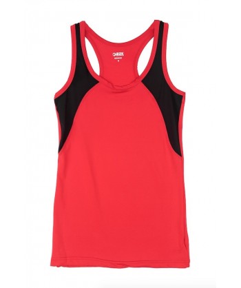 Camiseta bicolor transpirable de tirantes para mujer color rojo/negro