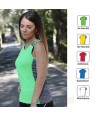 Camiseta bicolor de tirantes con espalda deportiva para mujer color amarillo flúor/gris