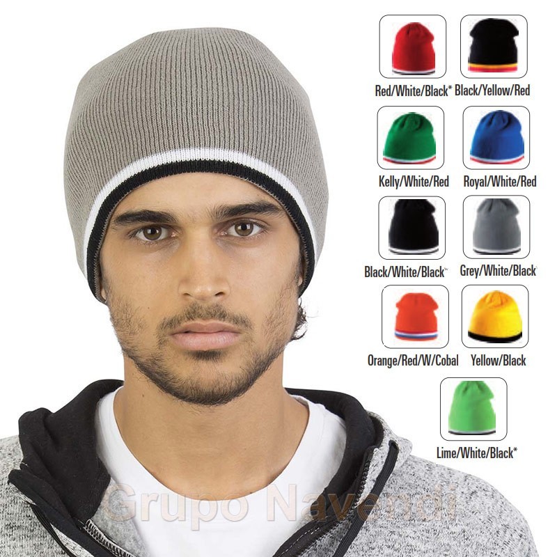 Gorro tricolor acrílico de punto
