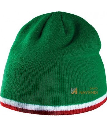 Gorro tricolor acrílico de punto verde/blanco/rojo