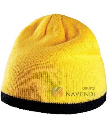 Gorro tricolor acrílico de punto amarillo/negro
