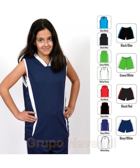 Camiseta bicolor sin mangas de baloncesto para niño color marino/blanco