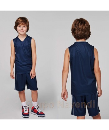 Camiseta sin mangas y cuello pico de baloncesto para niño