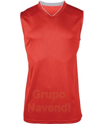 Camiseta sin mangas y cuello pico de baloncesto para niño roja