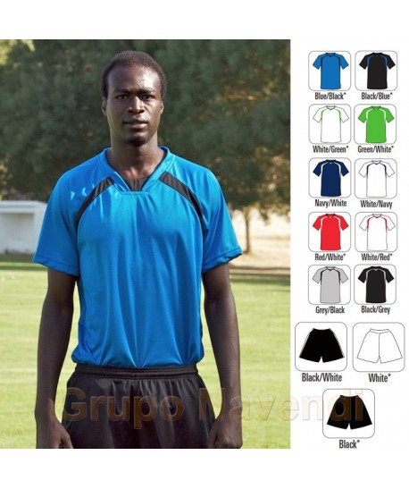 Camiseta bicolor de manga corta para equipación de fútbol