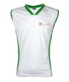 Camiseta bicolor sin mangas y cuello pico de baloncesto para adulto blanca y verde