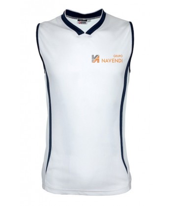 Camiseta bicolor sin mangas de baloncesto para niño color blanco/marino