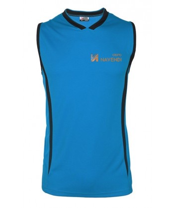 Camiseta bicolor sin mangas de baloncesto para niño color  royal y negra