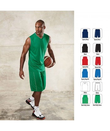 Camiseta sin mangas y cuello pico de baloncesto para adulto