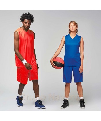 Camiseta sin mangas y cuello pico de baloncesto para adulto