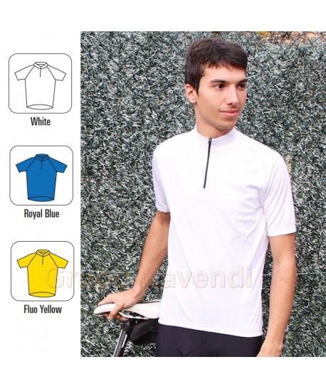 Maillot de ciclismo blanco de manga corta y media cremallera para adulto