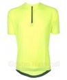 Maillot de ciclismo amarillo flúor de manga corta y media cremallera para adulto