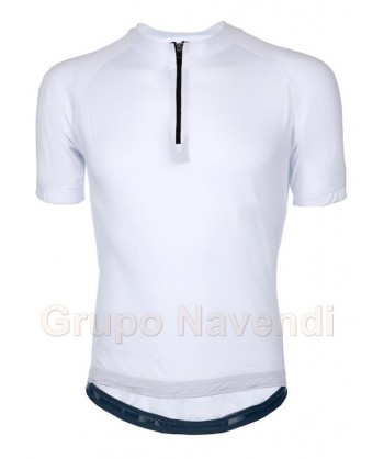 Maillot de ciclismo blanco de manga corta y media cremallera para adulto
