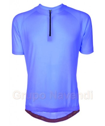 Maillot de ciclismo azul royal de manga corta y media cremallera para adulto