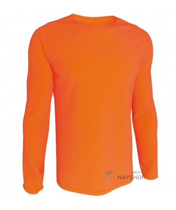 Camiseta transpirable económica de manga larga color naranja flúor