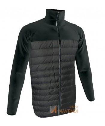 Chaqueta tipo plumas con softshell para adultos color negro